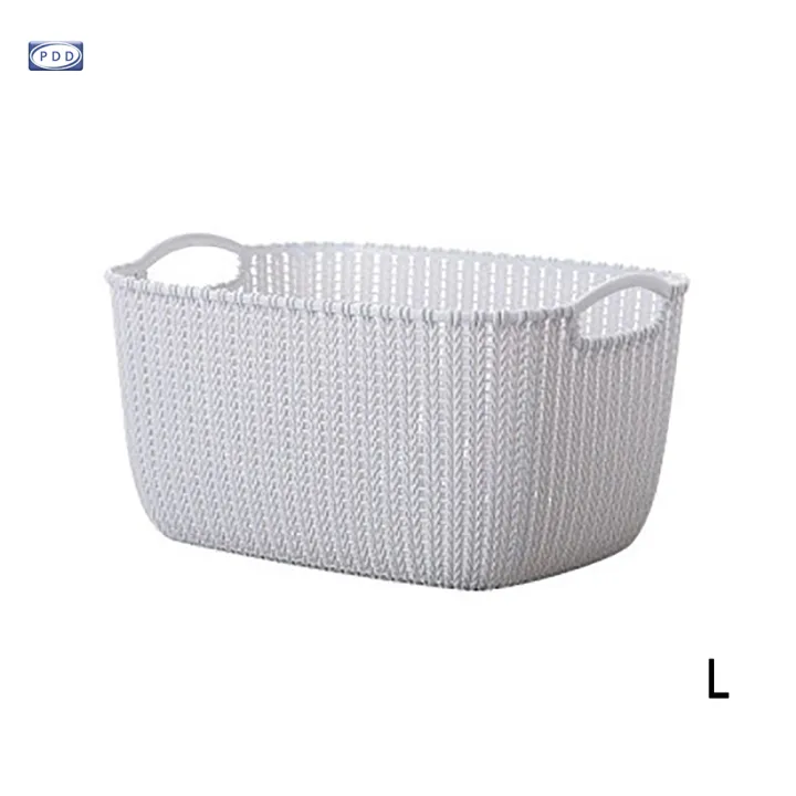 PDD Plastic Rattan Storage Wicker Basket Paper Basket Home Office