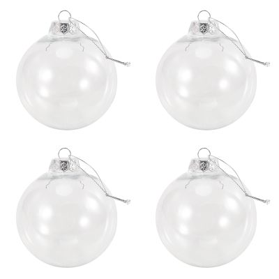 Clear DIY Baubles Shatterproof Seamless Plastic XMAS Ball Home Tree Decor Gift - 100Mm QTY:4