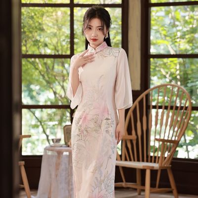 Beizhiyun ย้อนยุคสาธารณรัฐจีนสไตล์2022คว่ำ Cheongsam แขนใหญ่อารมณ์ผู้หญิงที่สง่างามแฟนหนุ่มรุ่น