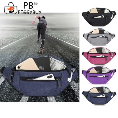 Waist Belt Bags with Earphone Hole Fanny Pack Bum Bag Oxford Fashion Casual Solid Color Portable Simple for Outdoor Hiking 【MAY】