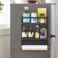 อเนกประสงค์หลายพับแม่เหล็กติดตู้เย็น Rack Refrigerator Rack Side Shelf ชั้นแขวนเก็บของ