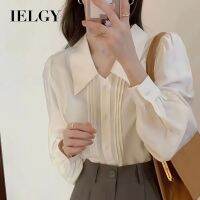 IELGY เสื้อเสื้อชีฟองคอปกแบบใหม่สำหรับฤดูร้อนของผู้หญิงเสื้อสุดชิคเสื้อแบบย้อนยุคทันสมัย