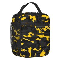 【YOYO Household Products】 Camo Style Resuable Lunch Box Women Black And Yellow Camouflage Thermal Cooler Food Insulated Lunch Bag Kids School Children