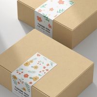 20/52pcs Flowers Thank You For Your Order Stickers Rectangle Handmade Gift box Seal Labels Small Business decor shipping Sticker Stickers Labels