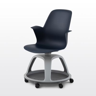 modernform เก้าอี้สัมมนา รุ่น NODE พนักพิงและเบาะสีน้ำเงินเข้ม  หุ้มพลาสติก