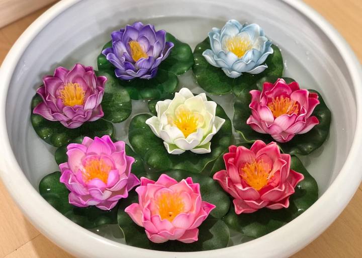 ดอกบัวลอยน้ำ-ขนาด-10-cm-ทั้งหมด10สี-กลีบดอกทำจากยางพารา