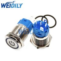 1PCS Blue Light 16MM LED Metal Push Button Switch For Car Auto Computer Power Reset switch Waterproof Indicator Light Switches