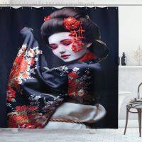 【CW】►❧  Japan Shower Curtain Young Geisha In Kimono with Costume Makeup Fabric Set