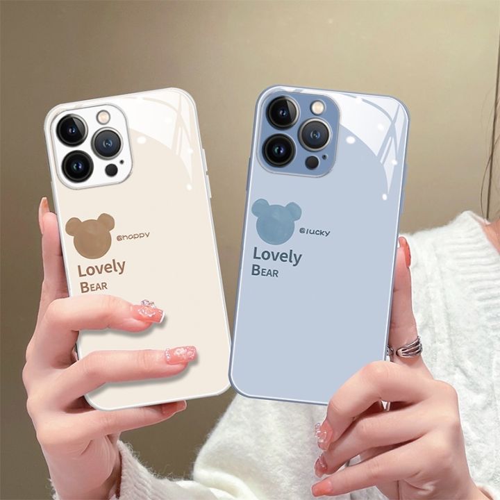 เคสโทรศัพท์มือถือแบบแก้ว-ลายหัวหมี-jiehui-สําหรับ-iphone-14-13-12-x-xs-xr-8-7-6