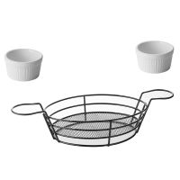 Stainless Steel Basket Snack Potato Chips Barrel Container Tableware Food Frying Basket French Fries Container (Black)