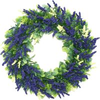 17-inch artificial lavender front door wreath-lush and beautiful summer wreath