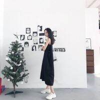 เสื้อผ้าแฟชั่นสำหรับสุภาพสตรี Maternity dress is loose big yards long knee-length sleeveless skirt with shoulder-straps covered belly thin section sundress T-shirt