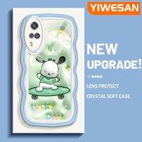 YIWESAN เคสสำหรับ VIVO Y51 2020 Y31 2021 Y51A 2021 Y53s Y33ลายการ์ตูนสเก็ตบอร์ด3D Pochacco ของแท้เคสป้องกันเลนส์กล้องซิลิโคนนิ่มเคสโทรศัพท์แบบใสเคสโปร่งใสกันกระแทก