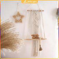 WBLight Macrame ชั้นแขวนผนังพรมผนังฉากหลังเครื่องประดับติดผนังสำหรับห้องนั่งเล่น