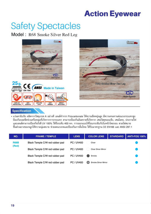 action-eyeware-รุ่น-r68b-smoke-silver-red-leg-แว่นตานิรภัย-แว่นกันแดด2020-แว่นตากันuv-แว่นกันแดดผู้ชาย-ราคาถูก-action-eyeware-แถมฟรี-ซองผ้าใส่แว่น