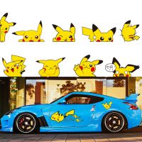 ﹊ Pokemon Pikachu Body Stickers Cover Scratched Glass Window Cartoon Decorative Waterproof Car Door Cute Sticker Toys