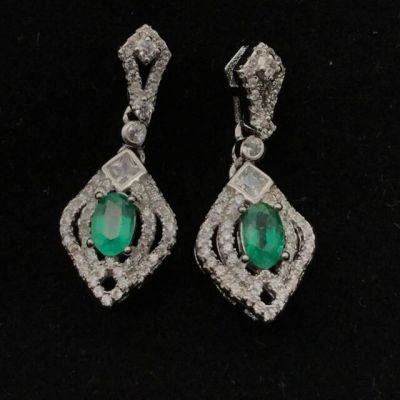 925 sterling silver Natural Emerald drop earring lassic fine Jewelry women wedding women wholesale