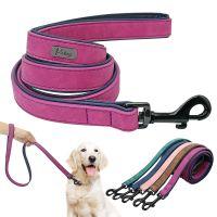 4ft Dog Leash 2 Layer Soft Leather Dog Leash  Pet Dog Walking Training Leads with Padded Handle for Medium Large Dogs Pitbull Collars