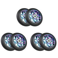 【LZ】♝☈  6 pces scooter acessórios 110mm scooter rodas coloridas rodas do plutônio grosso dublê rodas de carro com rolamentos (preto)