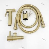 Stainless steel Gold brushed Toilet Bidet Spray wc bathroom shower head Sprayer set Douche Handheld water T valve Hose Kit WB6TH