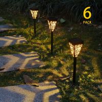 6pcs Warm White Solar Powered Garden Lights LEDs Lawn Lamp Decorative Landscape Light Outdoor Waterproof for Garden Yard Patio