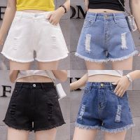 COD jfdss Spot 2020 summer new Korean loose denim shorts hole edging Ms. female wide leg pants womens pants