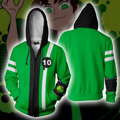 ✱⊙♛ hnf531 Ben 10เสื้อฮู้ดมีซิป3Dพิมพ์เสื้อแฟชั่นเสื้อเสื้อโค้ทสำหรับบุรุษและสตรีOuterwear