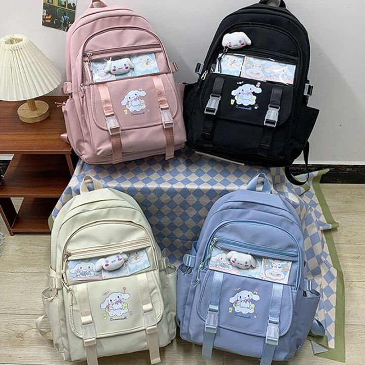 sanrio-large-capacity-leisure-backpack-cartoon-new-kuromi-summer-nylon-ventilation-children-schoolbag-birthday-present-boy-girl