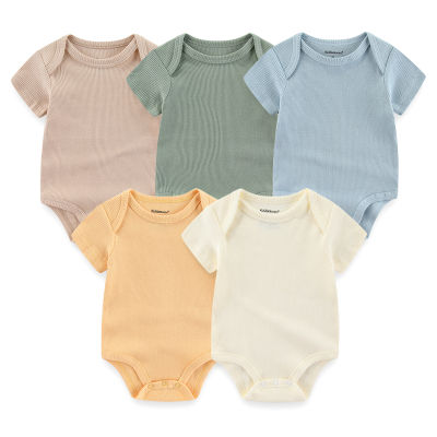 Unisex 35ชิ้นสีทึบผ้าฝ้าย100 เสื้อผ้าเด็กผู้หญิงฤดูร้อนแขนสั้นทารกแรกเกิดเสื้อผ้าเด็กทารกชุดพิมพ์ Bodysuits