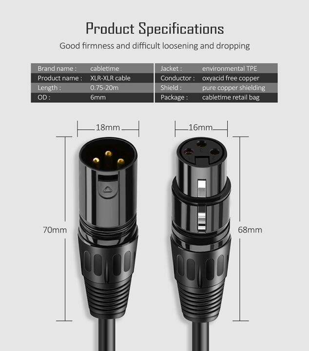 cabletime-xlr-cable-microphone-cannon-plug-xlr-cable-guitar-cable-extension-mikrofon-cable-for-audio-mixer-amplifiers-c117