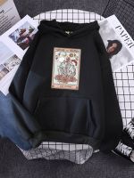 Skeleton Tarot Card The Lovers Vertical Poster Print Perfect Ideas Female Hoody Oversize Clothes Loose Hooded Autumn Tracksuit Size Xxs-4Xl