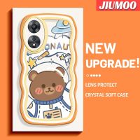 เคส JIUMOO สำหรับ OPPO A58 5G A58X 5G A78 5G เคสอนิเมชั่น Space Bear แบบใหม่ Colour Macaron ขอบคลื่นกันกระแทกแบบใสนิ่มเคสมือถือโปร่งใสลายกล้องถ่ายรูปสร้างสรรค์เคสซิลิกาเจลฝาครอบป้องกัน