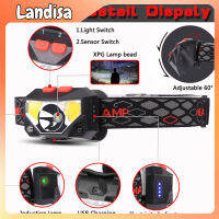 Handheld Led Headlight 8 Modes Powerful Motion Sensor Cob Flashlight Torch Head Lamp For Camping Fishing