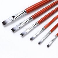 [Kiki tool store] 6Pcs Acrylic Paint Brush Set Nylon Hair Watercolor Brushes Artist Flat Angular Paintbrushes Professional Painting Kit