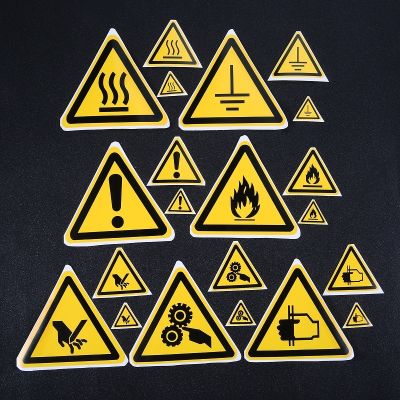 hot！【DT】▪✸❖  5Pcs Warning Signs Stickers Logo Security Safety Labels Oil-Proof Tags Wall Machine Sticker