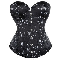 Corsets Bustiers Top Sexy Corset Plus Size Night Star Moon Print Women Corselet Overbust Lingerie Vintage