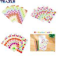 TEAZLE 6 Sheets DIY สติ๊กเกอร์หนังสือ สำหรับเด็ก สมุดรายวันสมุดภาพ สมุดบันทึก การตกแต่งสีรุ้ง สติ๊กเกอร์ลายจุดหัวใจดาว