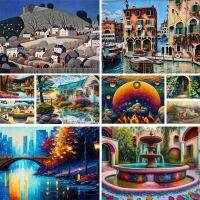 Cartoon House Landscape Diamond Painting New 2023 Stickers Posters Room Decor Custom Photo Kitchen Accessories Free Shipping