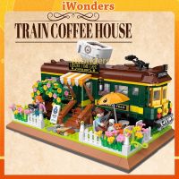 Train Cafe ประกอบโมเดลตึกของเล่นและของขวัญเด็กชายและเด็กหญิงสร้างสรรค์ DIYฉากที่สวยงามเต็มไปด้วยรายละเอียดโครงสร้าง