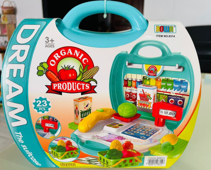 ชุดกระเป๋าขายอาหาร-dream-the-suitcase-organic-products-play-set-23-ชิ้น