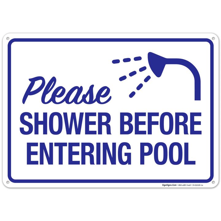 Please Shower Before Entering Pool with Graphic Sign mil Thick HDPE