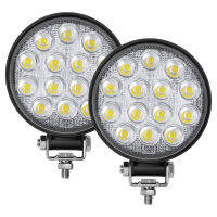 แถบไฟกลม LED 14ชิ้น4.5นิ้ว42W 2500LM 6000K ไฟขับขี่สำหรับ SUV รถกะบะเอทีวีเรือ IP67กันน้ำ