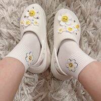 Sunflower Socks Korean Womens Cute Flower White Fashion Matching crocs Shoes