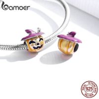 bamoer 925 Sterling Silver Halloween Pumpkin Charm for Original Silver Plated platinum celet Fine Jewelry DIY Bangle BSC329