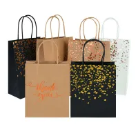 6Pcs Black Bronzing Dot Kraft Gift Bag Wedding Birthday Gift Packaging Portable Shopping Tote Bag Baby Shower Supplies 15x21x8cm Cleaning Tools