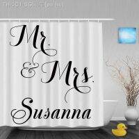 【CW】■✿  Personalized Mr.   Mrs. Monogrammed Shower Curtain Custom Wedding Curtains Polyester Fabric With Hooks