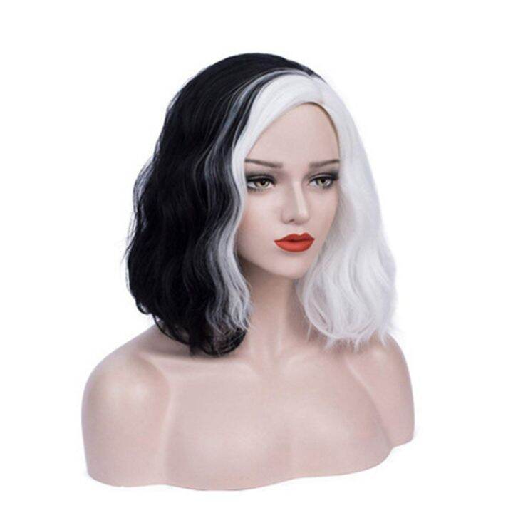 short-wavy-shoulder-length-women-full-bang-heat-resistant-wig-synthetic-hair-for-girls-charming-wigs-black-amp-white