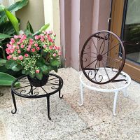 [AMO Garden Decoration]Wrought Iron Plant Stand ระเบียงชั้นวางกระถางดอกไม้ทนทานรอบชั้นวางโลหะบ้านสวนในร่มผู้ถือจอแสดงผลหม้อถาด Decor