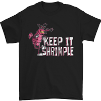 Mens Lightweight Cotton Tees Keep It Shrimple Funny Shrimp Prawns Mens T-Shirt 100% Cotton