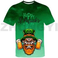 Fashion Irish Clover TShirt Teens St. Patricks Day T-shirt Oversize Tshirt Kids Short Sleeve Tee Tops 3D Streetwear Men 2022